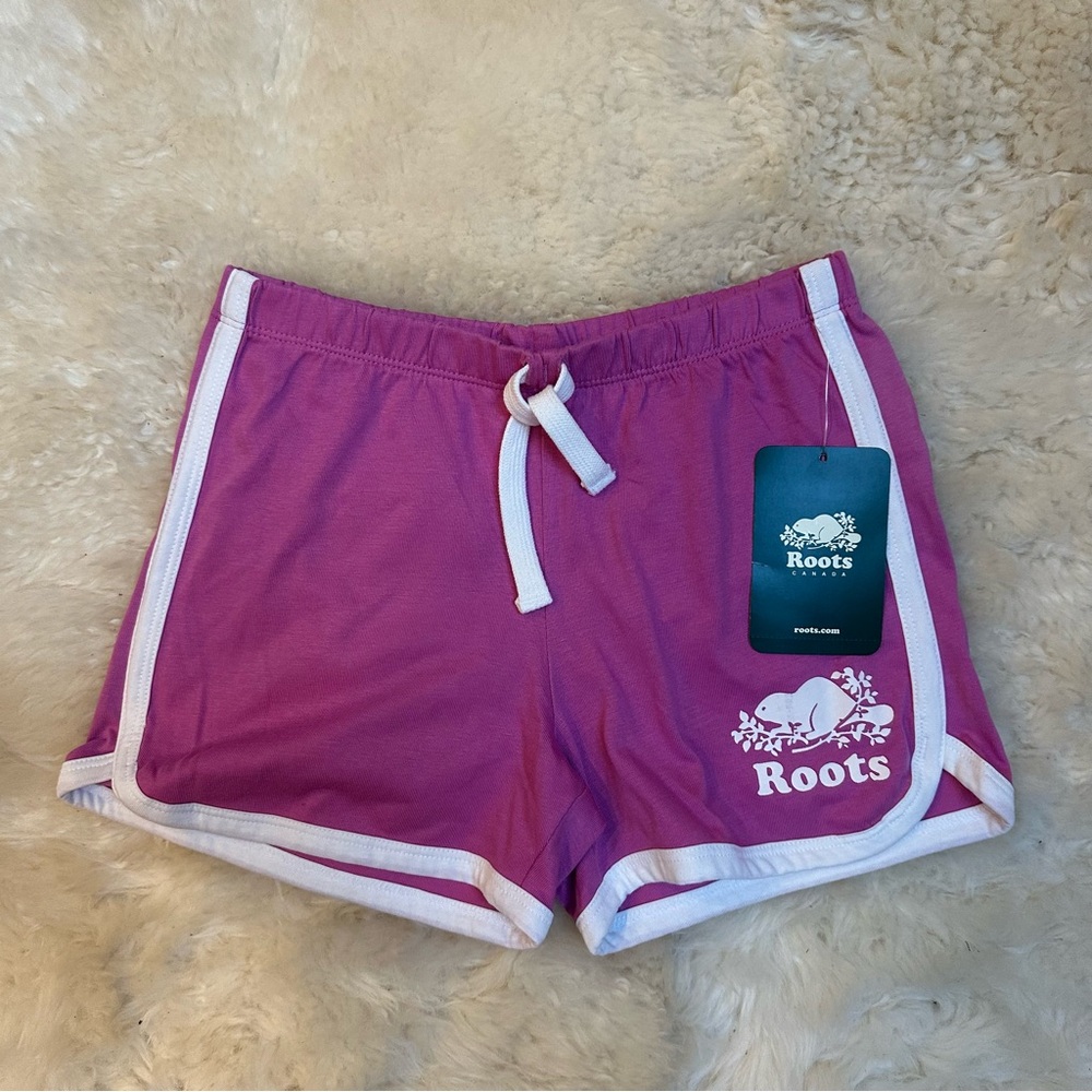 NWT Roots Size 10 Rosebud Purple/White Shorts
